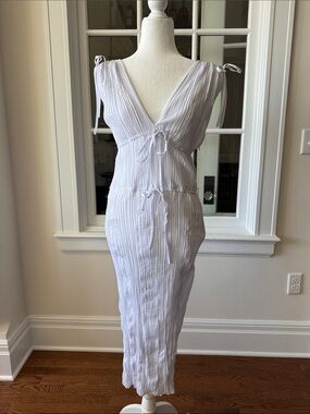 Altuzarra White Crinkled Tie-Front Midi Dress
